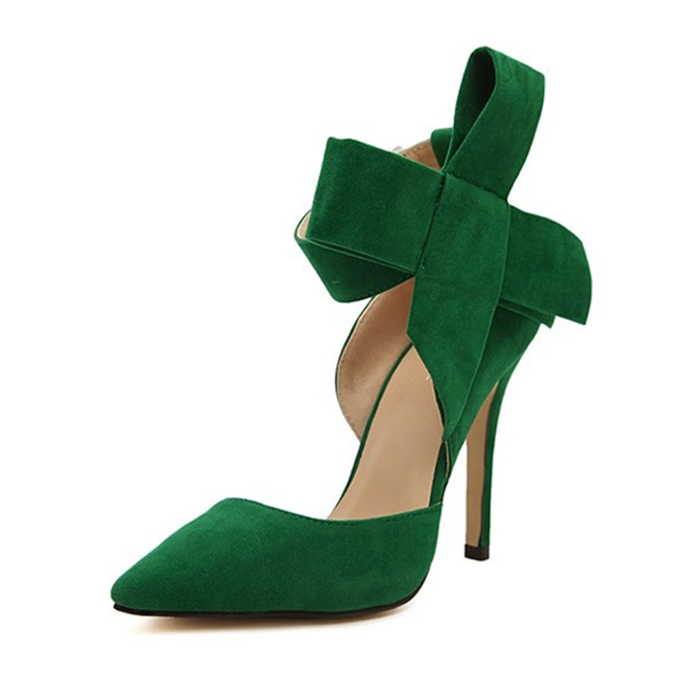 1 пара Босоножки с ремешком на щиколотке большим бантом и острым носком Вечерние