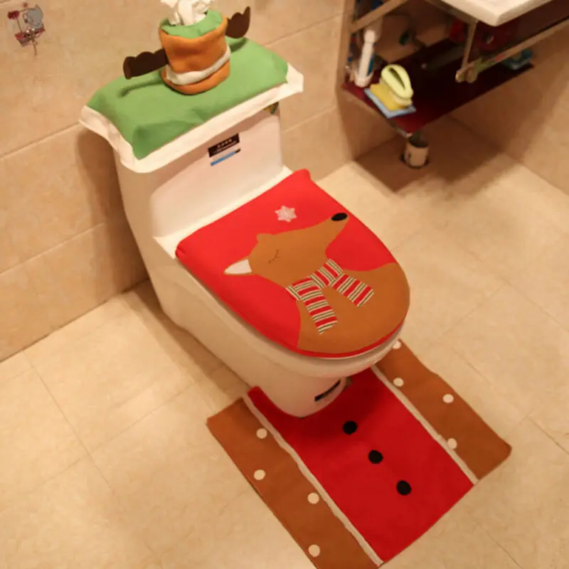 3 шт. рождественское сиденье для унитаза Санта Клаус коврик ванной