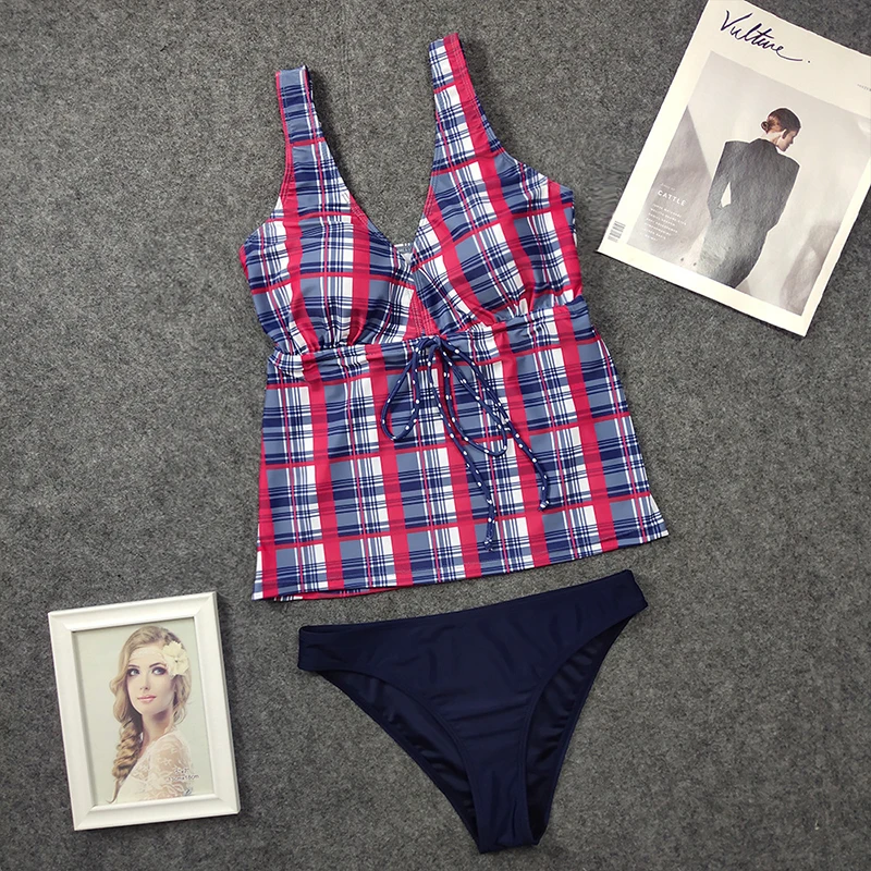 2020 Swimwear Women Swimsuit Plus Size Tankini Set Female Bathing Suit lattice Two-piece Summer Beachwear S-2XL | Спорт и