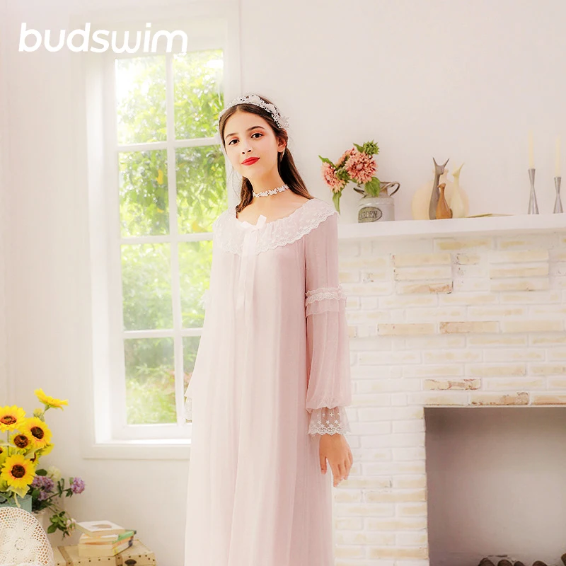 Новинка женская одежда для сна Женская хлопковая ночная рубашка с длинными