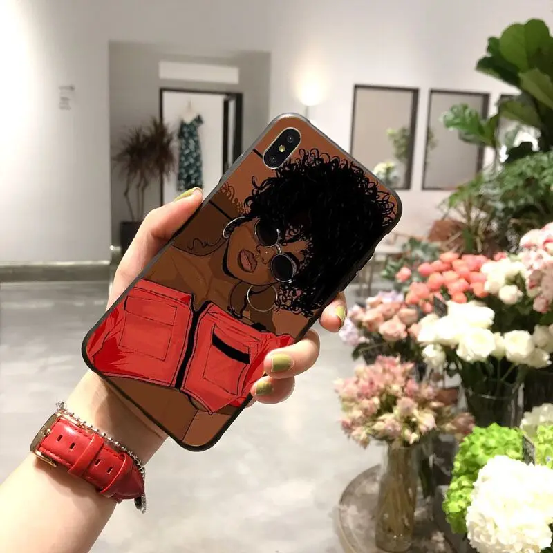Черный Девушка волшебный меланин поппин задняя крышка телефона Coque для iPhone 8 7 6 6S