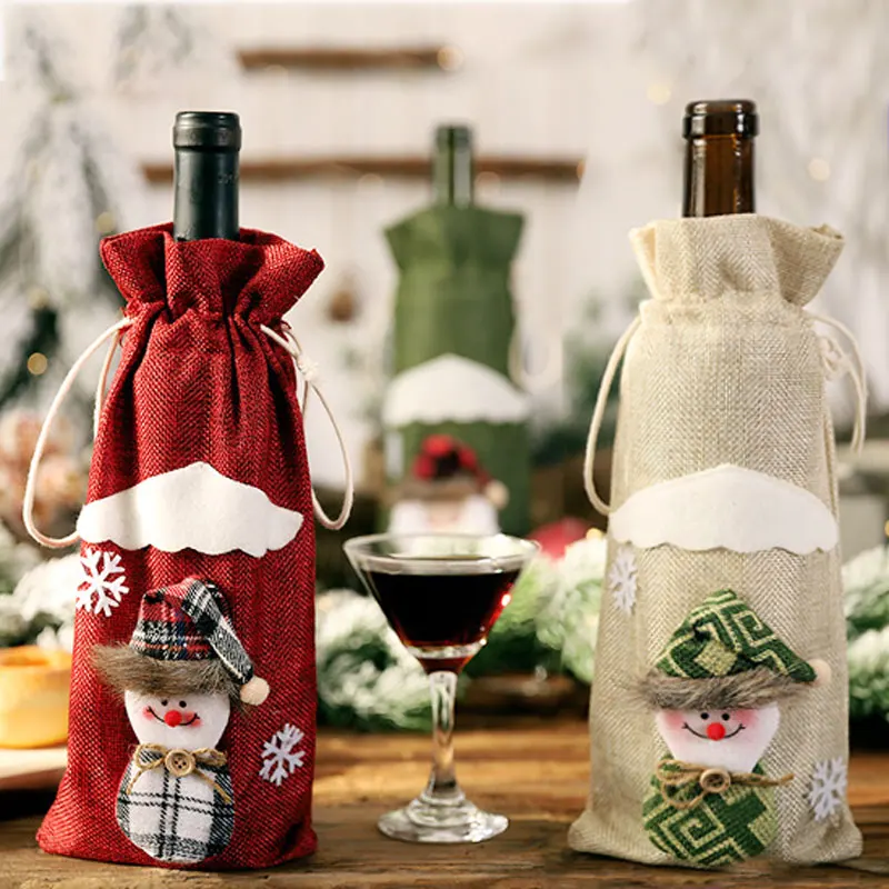 Год подарок Санта Клаус винная бутылка пылезащитный чехол Xmas Noel рождественские украшения для дома Navidad декор для обеденного стола