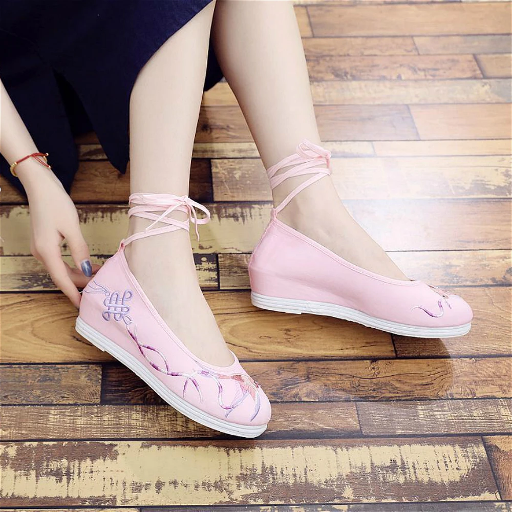 Hanfu розовые туфли Loli с вышивкой в китайском античном стиле женская обувь для