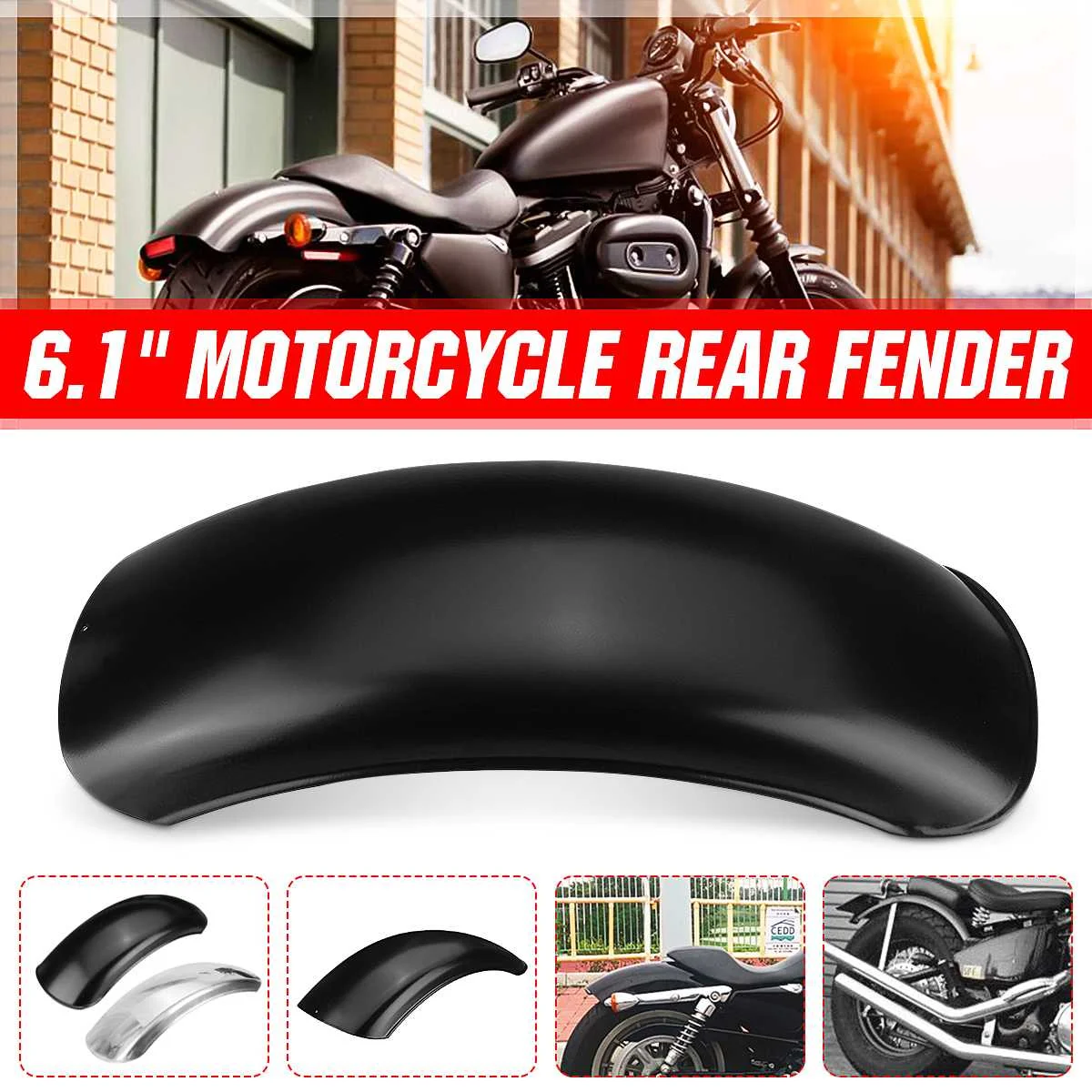 

6.1" Motorcycle Rear Fender Cafe Racer Mudguard Stainless Steel Wheel Fender Cover Universal For Honda/Yamaha/Suzuki