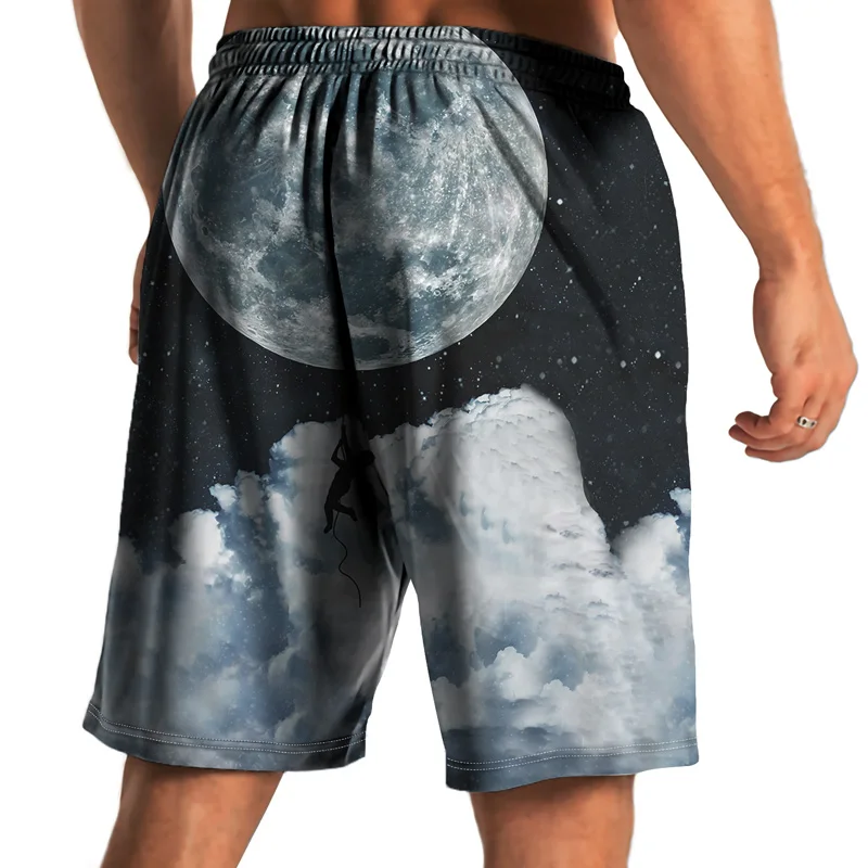 

2021 New Summer Animal Print Beach Pants Men's 3D Moon Print Casual Loose Breathable Men's And Women's Shorts S-6XL