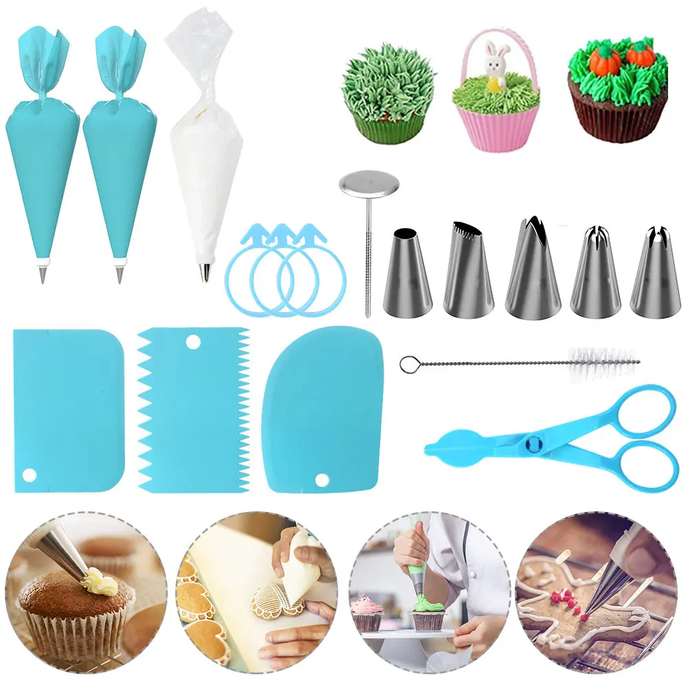 

79pcs Cake Decorating Kit Cream Scraper Silicone Buckle DIY Baking Easy Clean Reusable Pastry Tool Stainless Steel Nozzle