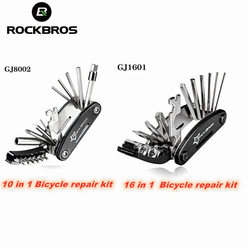 

Rockbros Bicycle Repair Tool 16 in 1 Bike Repair Set Kit Hex Hex Wrench Nut Tire Repair Key Socket Extension Cycling Tool