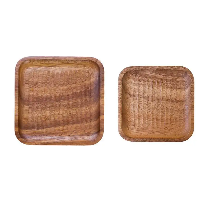 

Domestic Wooden Tray Coffee Wooden Plate Japanese Adult Square Tortoiseshelle Solid Color Plate Non-slip