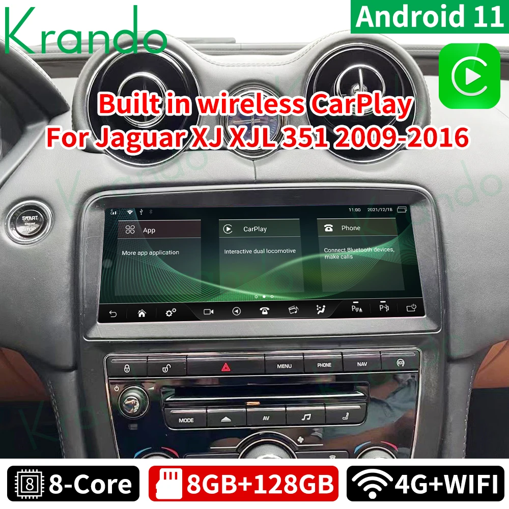 

Автомобильная Мультимедийная система Krando 10,25 ''Android 11 для Jaguar XJ XJL 351 2009-2016, аудио сенсорный экран 8 + 128 Гб, беспроводной Carplay
