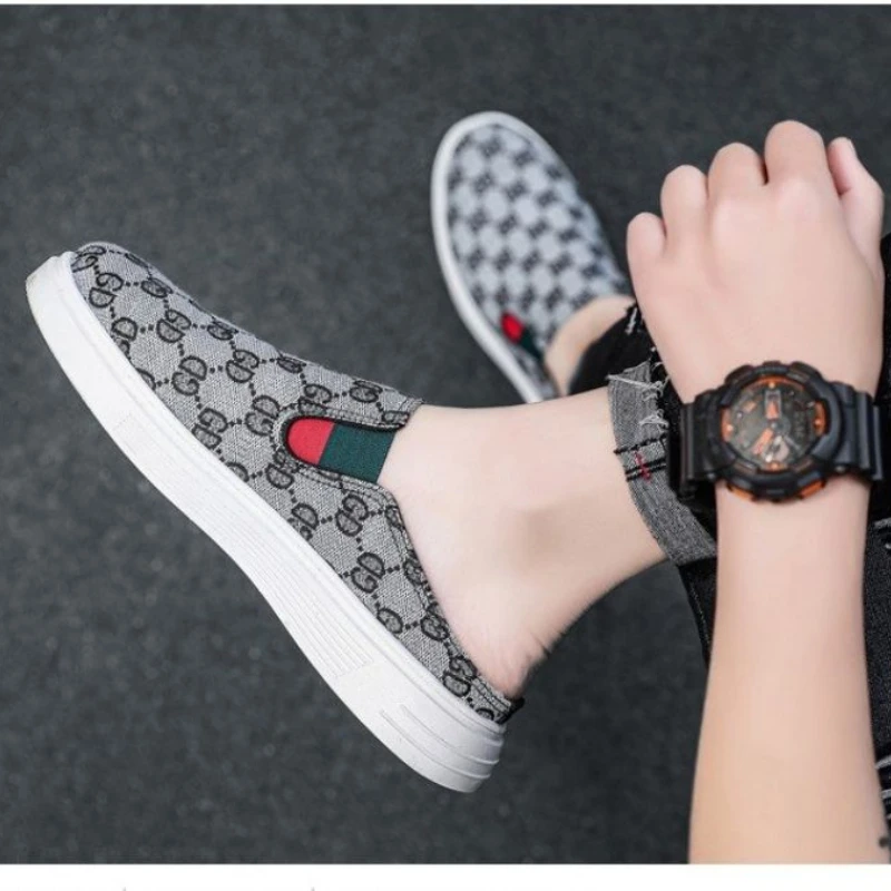 

Autumn New Men Casual Printed Canvas Fashion Slippers Flat Bottom Trend Comfortable Hot Selling High Quality Men Slippers KS139