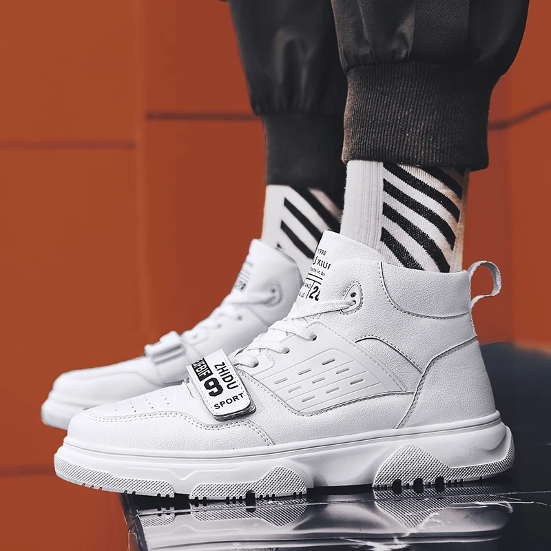 Белые высокие мужские кроссовки для скейтборда оригинальные большие размеры 48