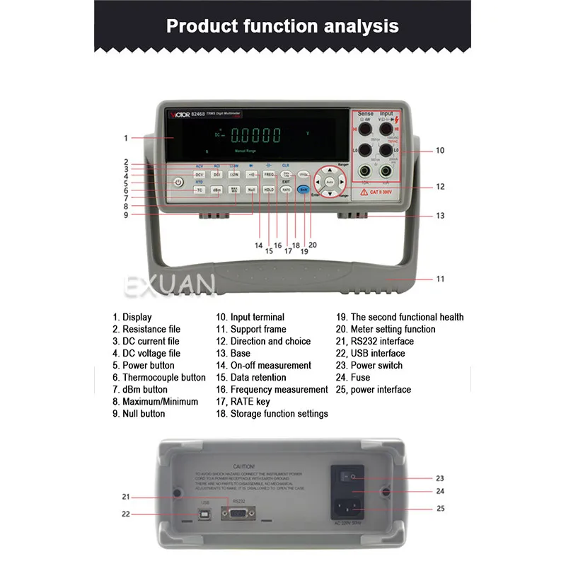 

Desktop Digital Multimeter 4-1/2 Bit VFD Display Autoranging Digital Multimeter Bench Top Multimeter 110V-220V 20Hz~1KHz