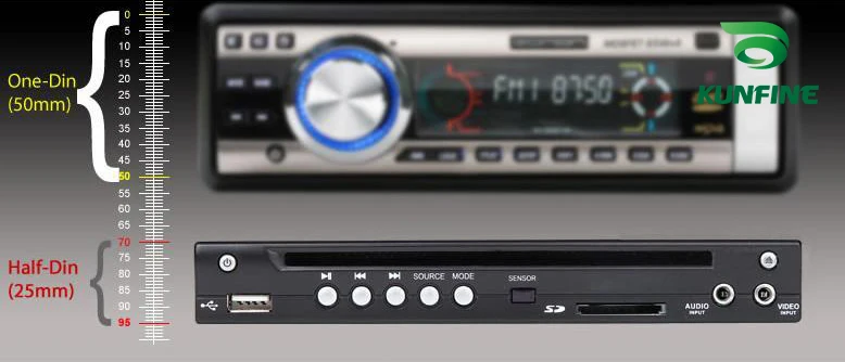 KUNFINE Car half din DVD multimedia player Automobile 1/2 DVD-600 with USB reader SD Slot IR external receiver | Автомобили и