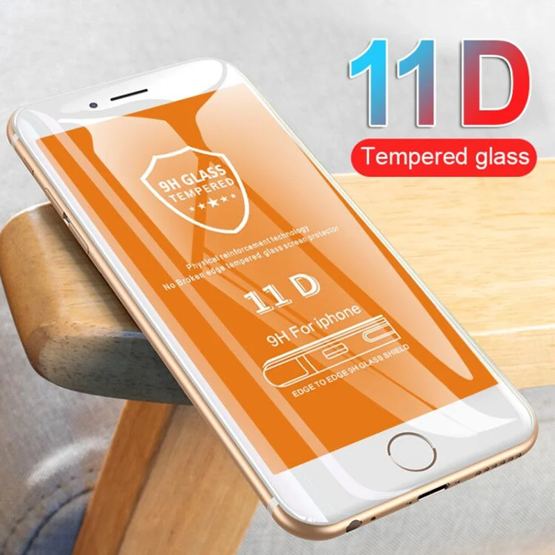 Защитное стекло с изогнутыми краями 11D для IPhone 7 8 6 6S Plus закаленное защитное 11 X XR XS