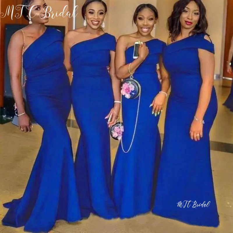 Оптовая продажа темно-синие длинные платья подружки невесты с русалочкой на одно