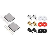 2x guitar metal neck plates with plastic mat 3pair guitar strap buttons end pins and 3 pair rubber guitar strap blocks