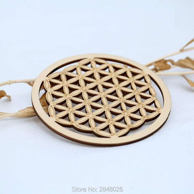 Laser Cut Flower of life Coaster Ornaments .Unfinished Wood Tags.Rustic Coasters Cup Mat Placemats New Home Gift | Дом и сад