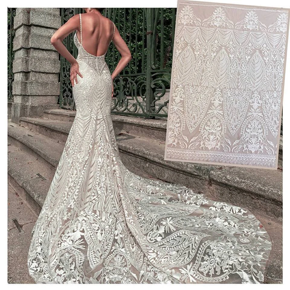 130 см в ширину высокое качество большой узор великолепное белое Тюлевое