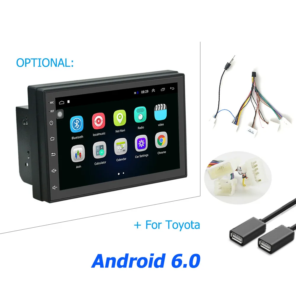 Toyota Cable Hikity автомобильный мультимедийный плеер Andriod gps навигация 2DIN HD автомобильное радио Wi-Fi 2 Din " автомобильное аудио-радио стерео зеркало радиосвязь автомобиль - Цвет: Toyota Cable