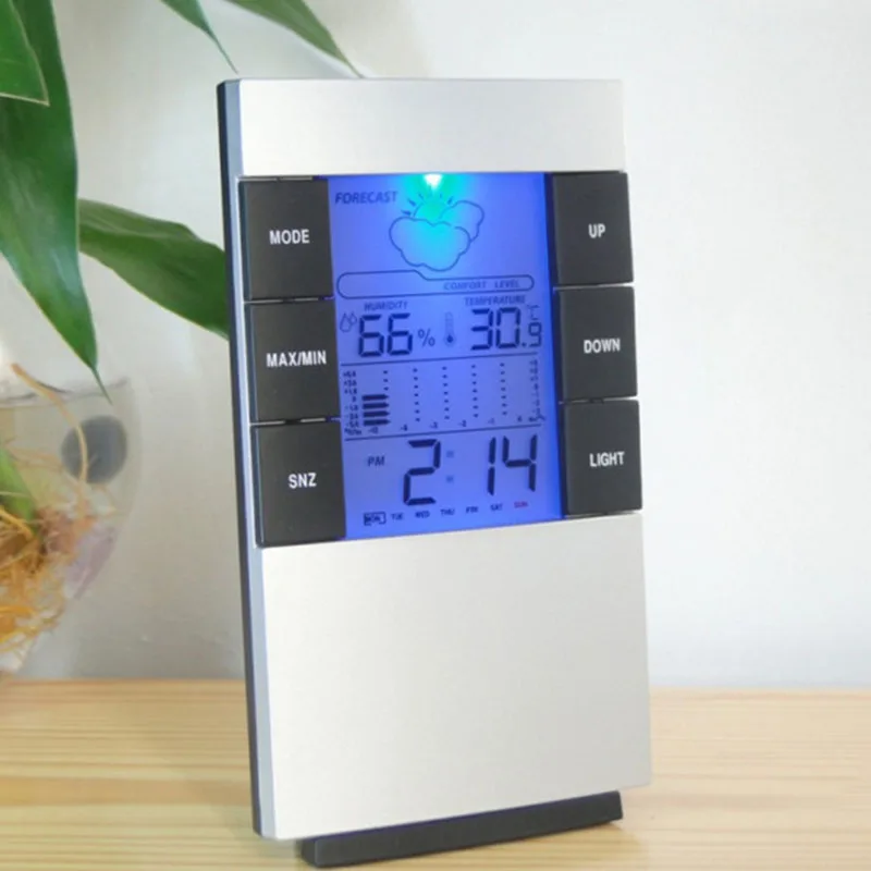 

1Pcs Digital Household ABS Hygrometer Thermometer LCD Display Portable Clock Alarm Temperature Humidity Meter Multifunction