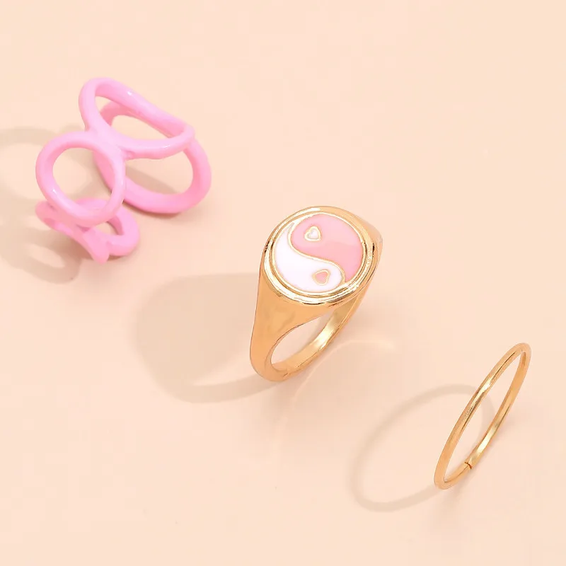 

Simple Creative Gossip Dripping Oil Color Rings Jewelry Accessories