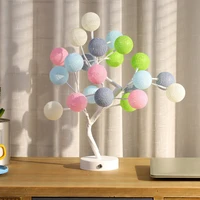 usb battery touch switch cotton ball tree light desk lamp for home indoor bedroom wedding party bar christmas decoration