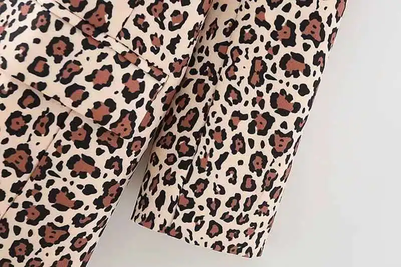 

Women Fashion Leopard Print Patchwork Blazer Coat Vintage Long Sleeve With Belt Female Outerwear Chic Tops