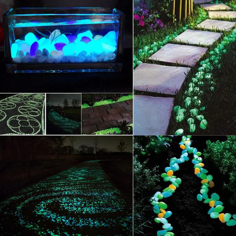 

10/50 Pcs Pebbles Glow Stones Rock Hot Luminous Glowing Stone Glow In The Dark Garden for Walkways Path Patio Lawn Garden Decor