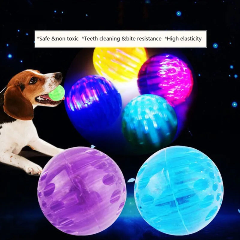 

Flash LED Dog Balls Round Bite-resistant Elastic Random Color Durable 1Pcs Dog Luminous Ball Interactive Dog Toys