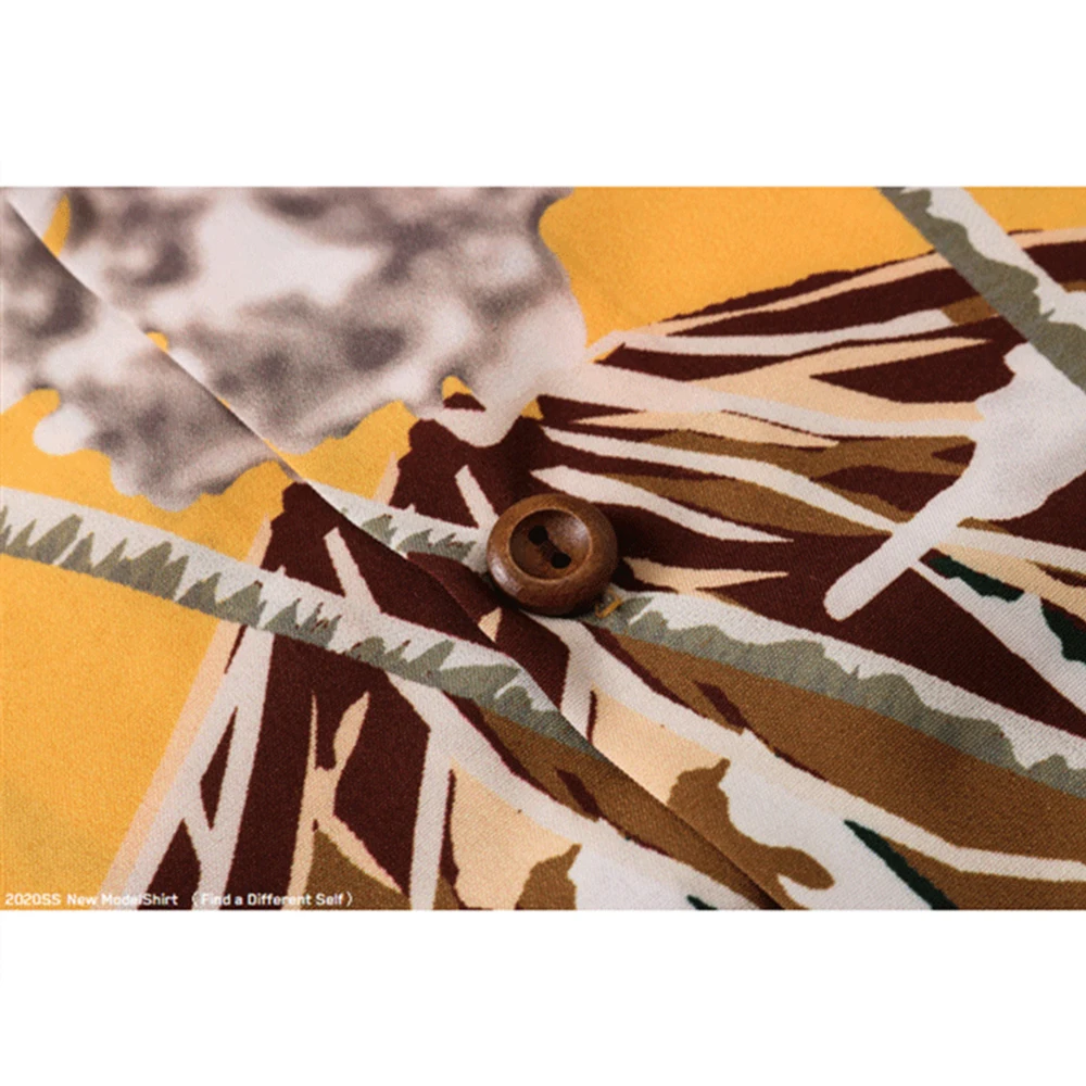 Dark Icon Yellow Hawaiian Shirt Men Summer Short Sleeve Polo Shirts Vintage Men's Shirts