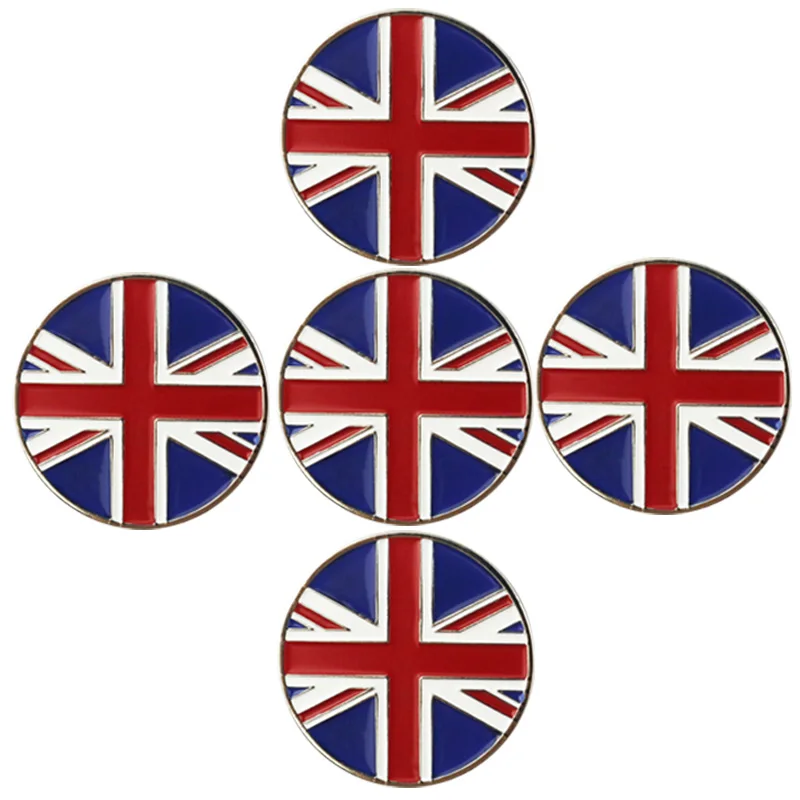 5 UK flag PINMEI Embossied Golf Ball Marks наборы из 5 маркеров для гольфа Подарки для гольфа для леди / детей, подходящие для любых магнитных зажимов для шляп для гольфа - Цвет: 5 UK flag