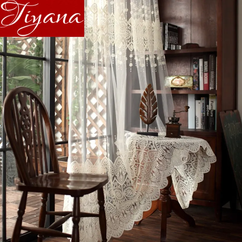 Европейские жаккардовые занавески с вышивкой из вуали для гостиной балкона