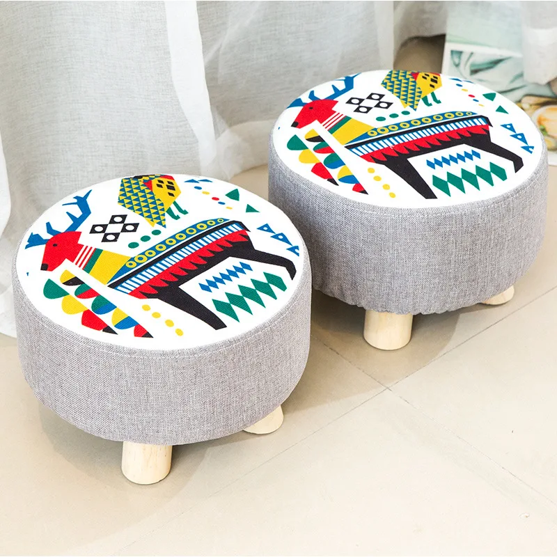 Легкий портативный бытовой твердой древесины замена обуви скамейка ткань