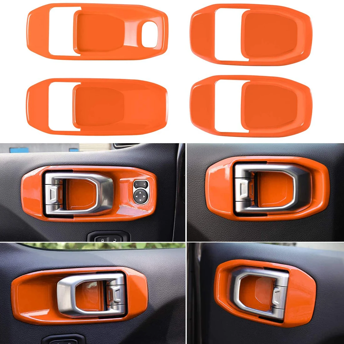 

4pc Car Interior Door Handle Bowl Cover ABS Decoration Trim for Jeep Wrangler JL