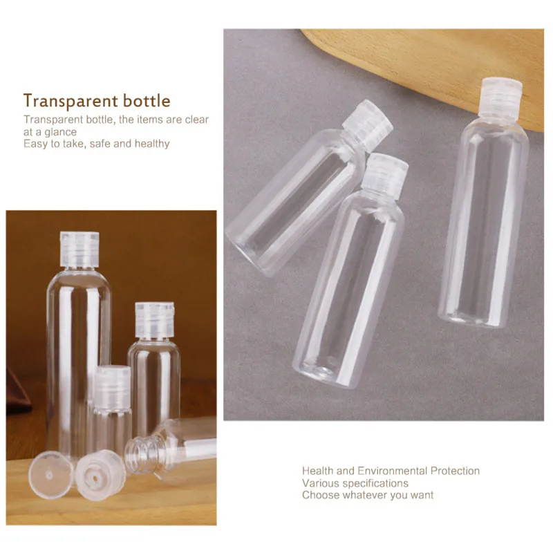 

Empty Clear Plastic Pack Clamshell Refillable Bottle Cosmetics Flip Top Cap Container Beauty Makeup Accessories Skin Care Tools