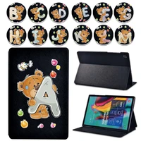 for samsung galaxy tab a 10 1tab a 7 0 9 7 10 5tab 9 6 tab s5es6 litea7 bear initial 26 letters leather tablet cover case