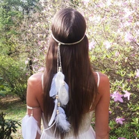 bohemian white peacock feather ostrich feather headdress%ef%bc%8chair jewelry %ef%bc%8c hair accessories