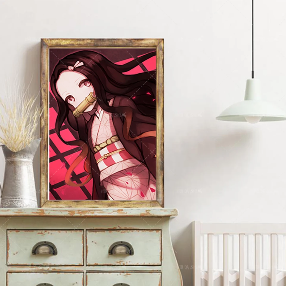 

Modern Anime Poster Demon Killer Print Picture Cartoon Children Bedroom Living Room Family Painting Nordic Home Decoration Frame