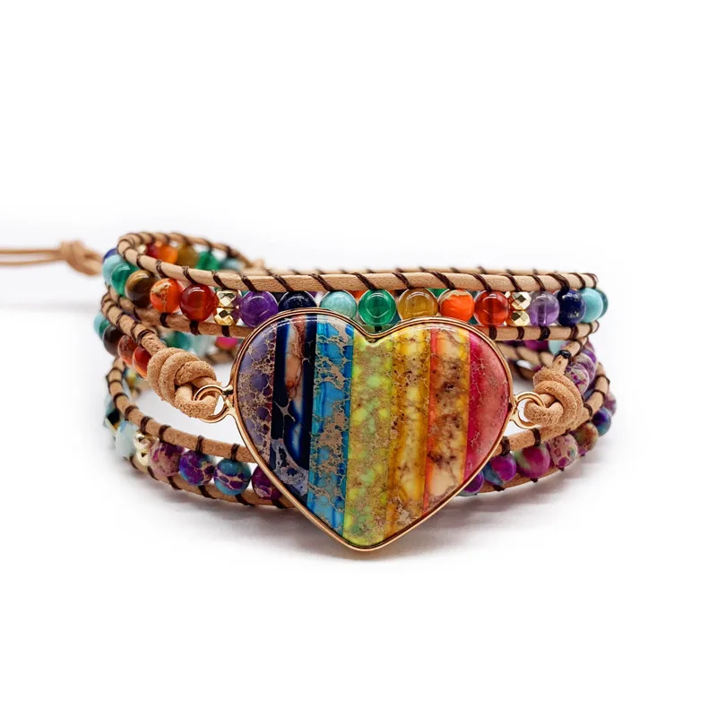 

Seven Chakras Spiritual Energy Colorful Beaded Natural Stone Love Bracelet Hand Woven Multilayer Bohemian Jewelry