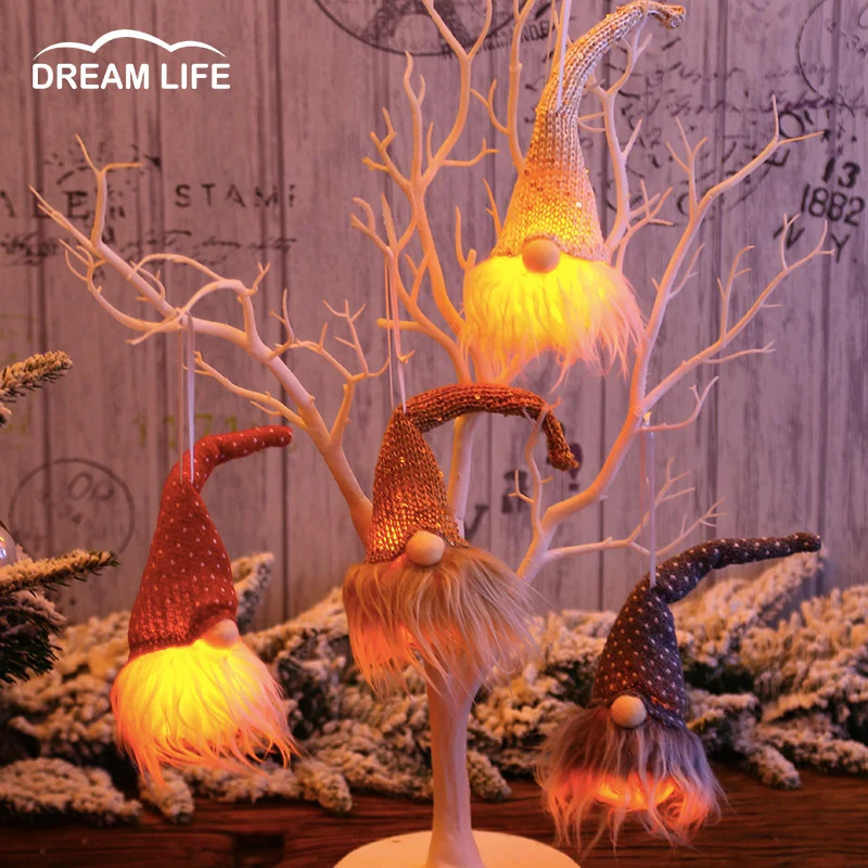 

Christmas Tree Decoration Christmas Forest Man Pendant With Lights Small Night Light Festive Home Decoration Hanging Room Decor