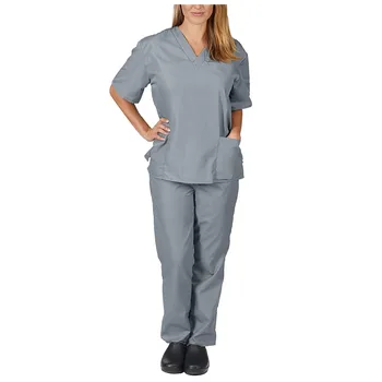 Men Women Short Sleeve V-neck Tops+pants Nursing Working Uniform Set Suit Nursing Working Uniform Set Suit Nurse Uniform hot 1