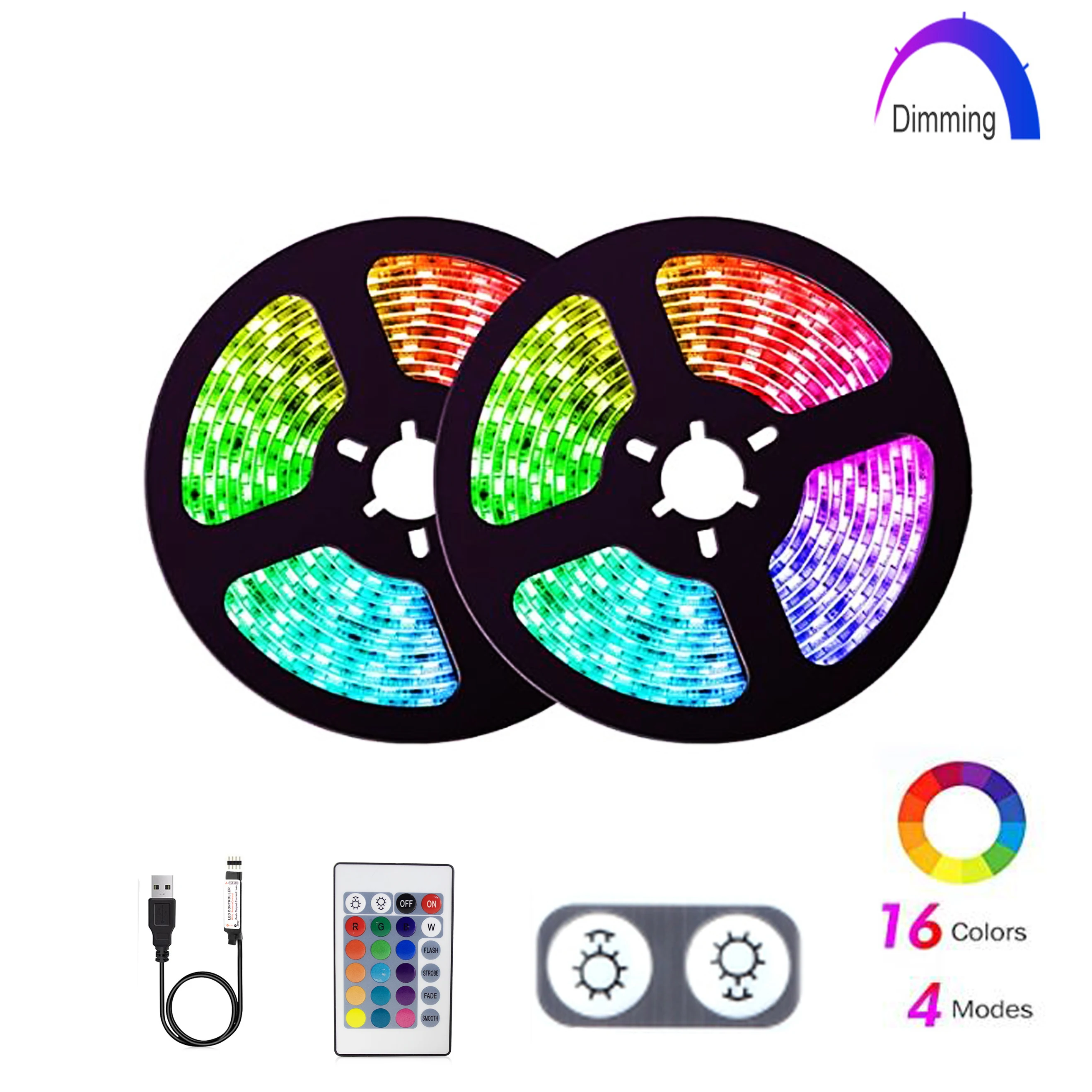 

Светодиодные ленты USB ТВ задняя светильник с несколькими цветами RGB Цвет светодиодный светильник комплект Водонепроницаемый с Беспроводно...