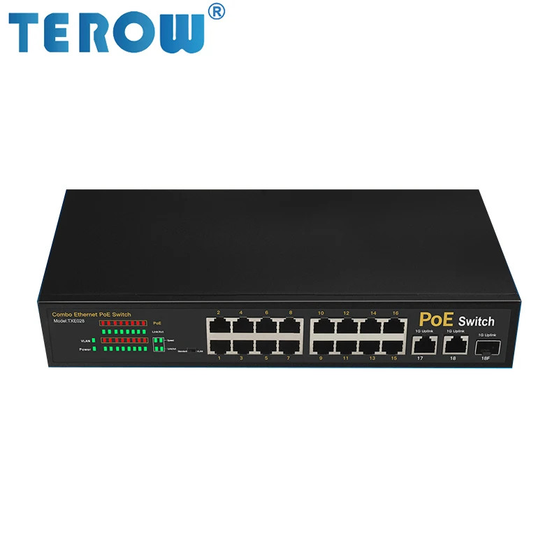 100M POE Switch Ethernet 16-Port+2-Port Gigabit Uplink+1SFP VLAN Fast with Metal Shell For Monitoring Camera Power Supply | Компьютеры и