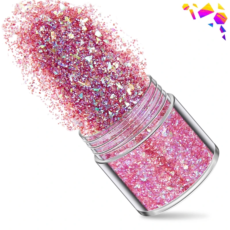 

12 Colors Chunky Glitter Sequins Nail Art Stickers Mix Set Eyeshadow Decorations