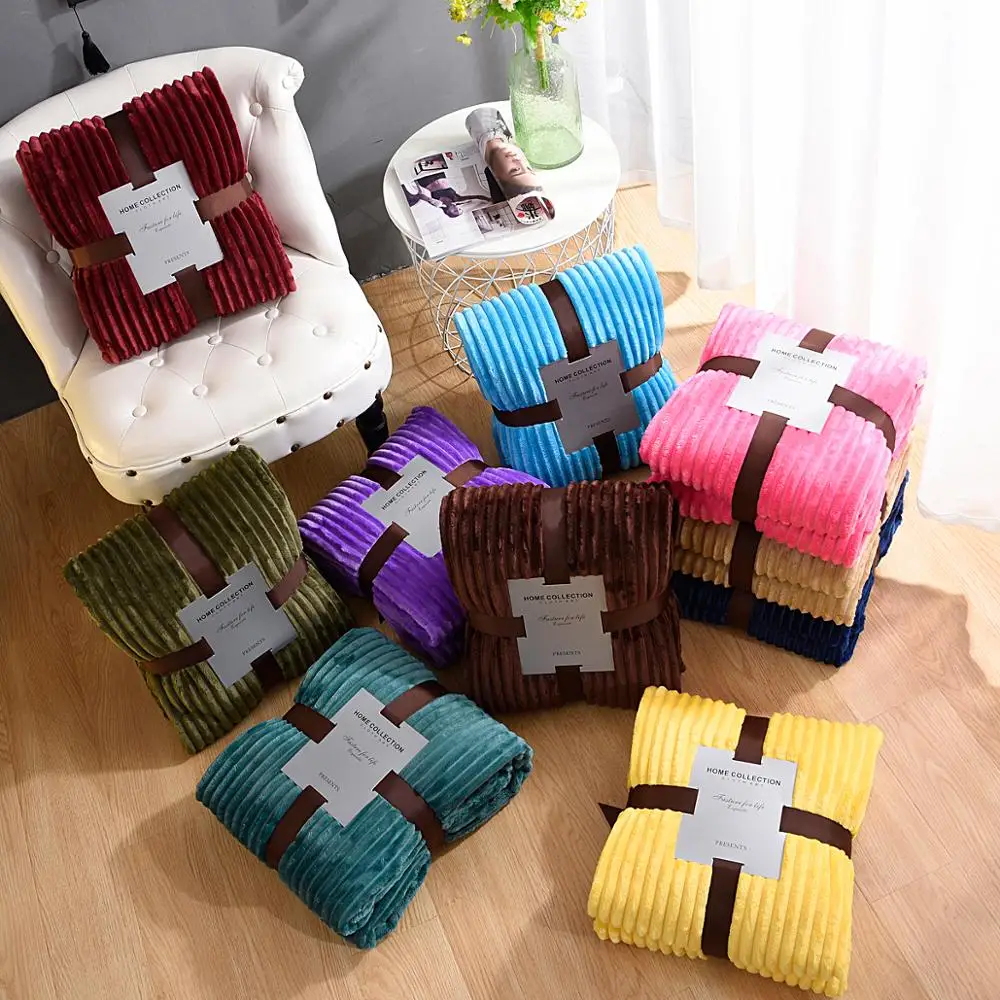 Полосатые фланелевые одеяла для кроватей из кораллового флиса зимнее постельное