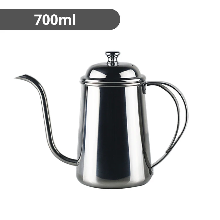 Silver 700ml Высокое качество нержавеющей стали залить над кофе и чайник, капельный чайник аксессуары для кофеварки батареи печи - Цвет: Silver 700ml