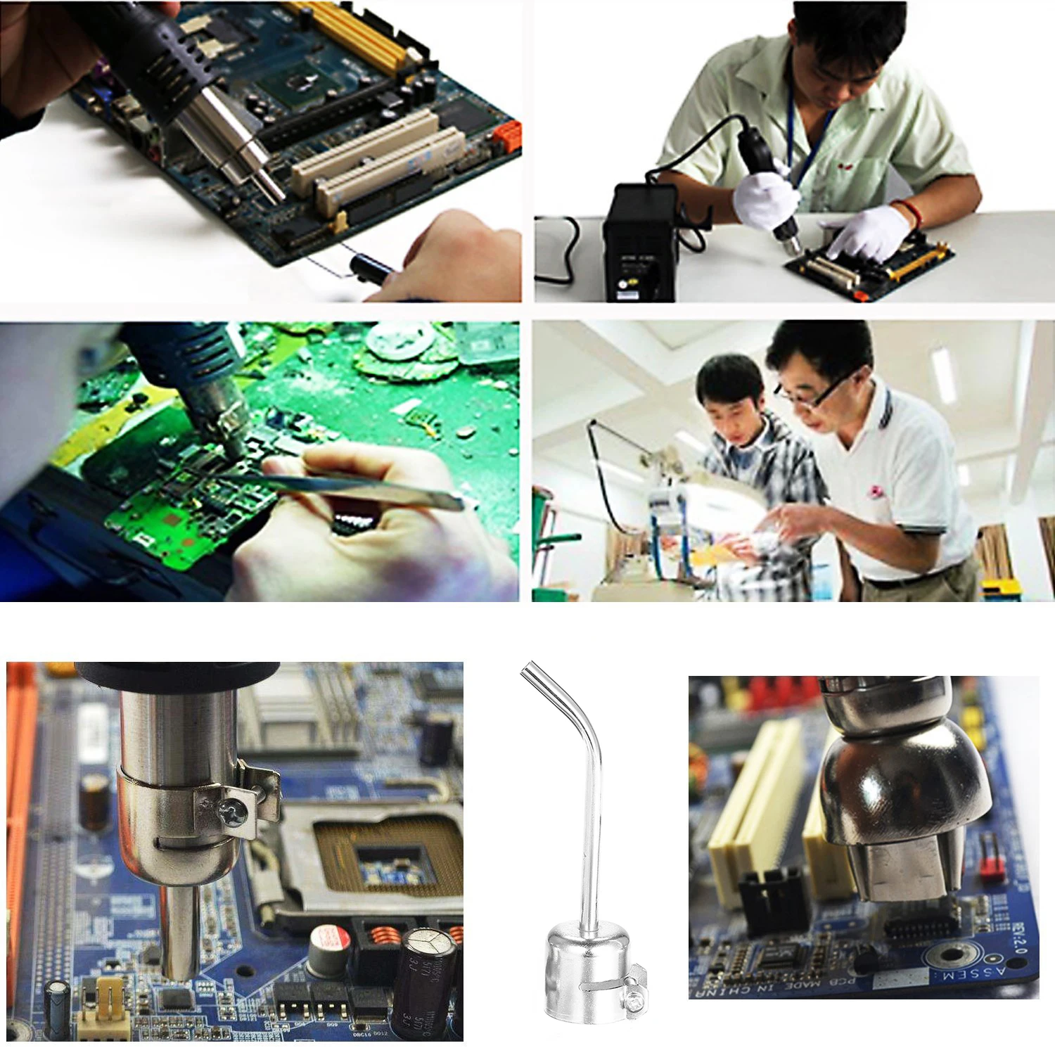 8 шт. 45 градусная изогнутая паяльная станция с горячим воздухом пистолет насадки