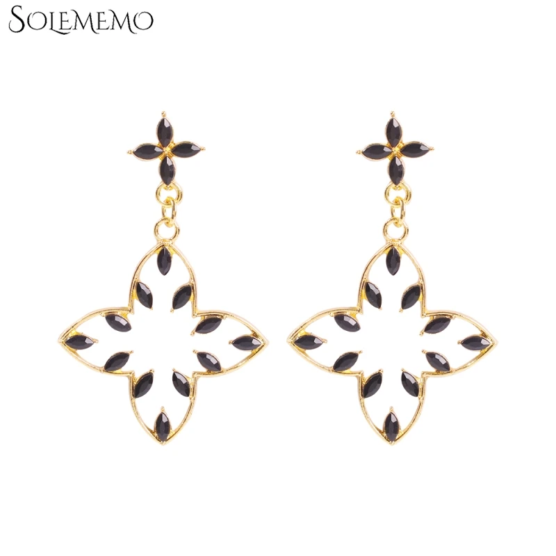 Fashion Rhinestone Tiny Cross Drop Earrings For Women Party Jewelry Chic Clover Flower Dangle Accessories Female E7564 | Украшения и