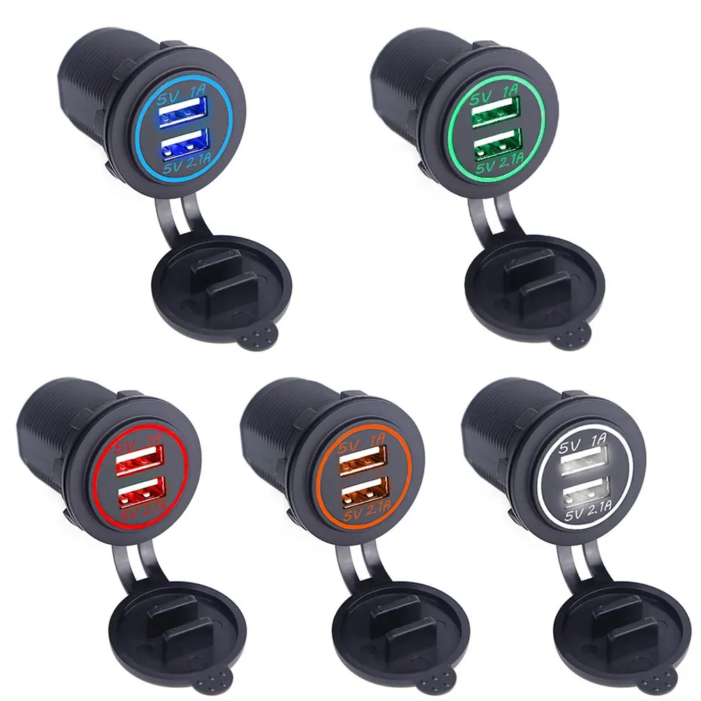 

3.1A Dual USB Car Cigarette Charger Socket Waterproof Power Outlet 12V/24V LED Digital Display for Car Boat Marine Motorcycle D5