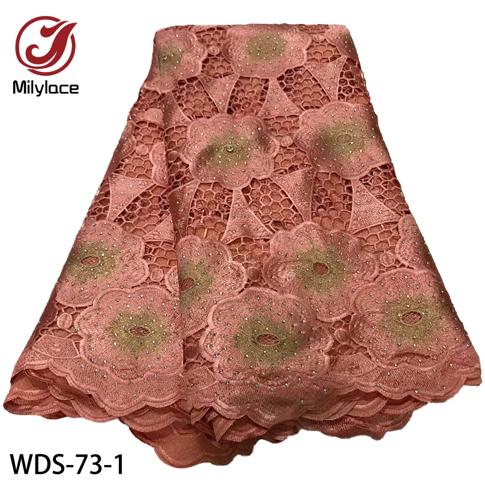 

Milylace Latest Guipure Lace Cord Lace Embroiderey French Lace Fabric High Quality Nigeria Lace Fabric for Wedding WDS-73